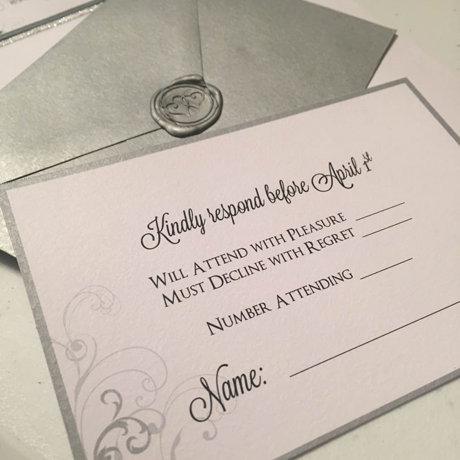 Christine's DIY wedding invitations RSVP cards