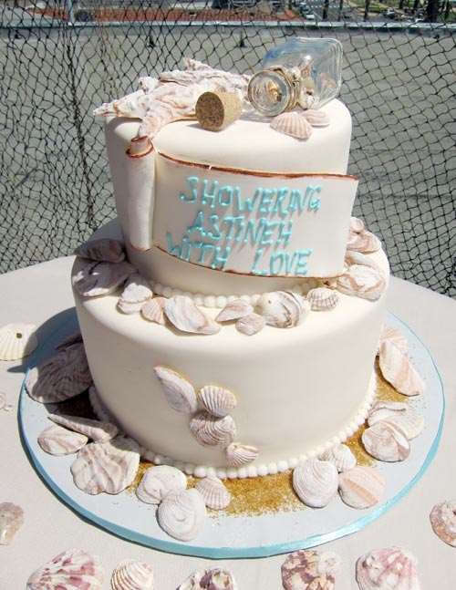 Beach & Seashell Themed Bridal Shower Cake by Cake Studio