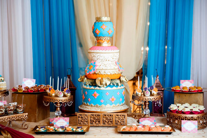 Bollywood Bridal Shower Cake Table